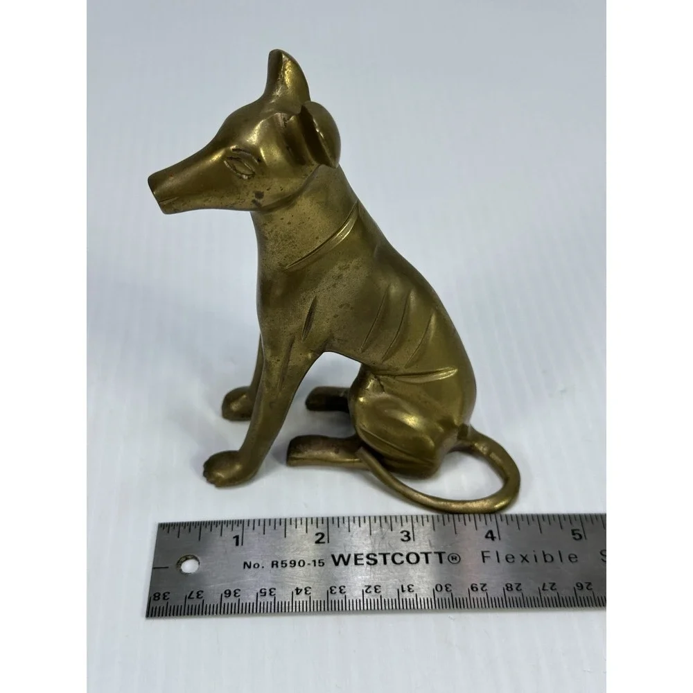 Vintage Bronze Brass Sitting Dog Greyhound Figurine 5